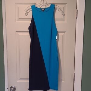 Calvin Klein Teal and Navy Midi Dress